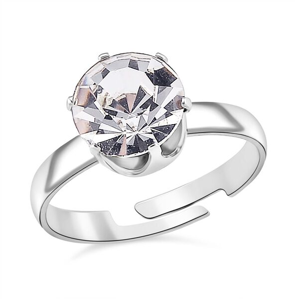 Weißer Kristall Schmuckset Nickelfreies Messing Silberfarben, Flexibles (Größe 17.00-18.00) image number 3