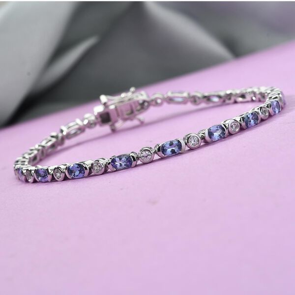 Tansanit und Zirkon Armband ca. 18 cm lange 925 Silber platiniert ca. 3,35 ct image number 2