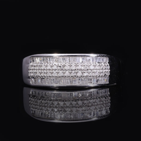 Weißer Diamant Ring, 925 Silber platiniert, (Größe 19.00) ca. 0.33 ct image number 1