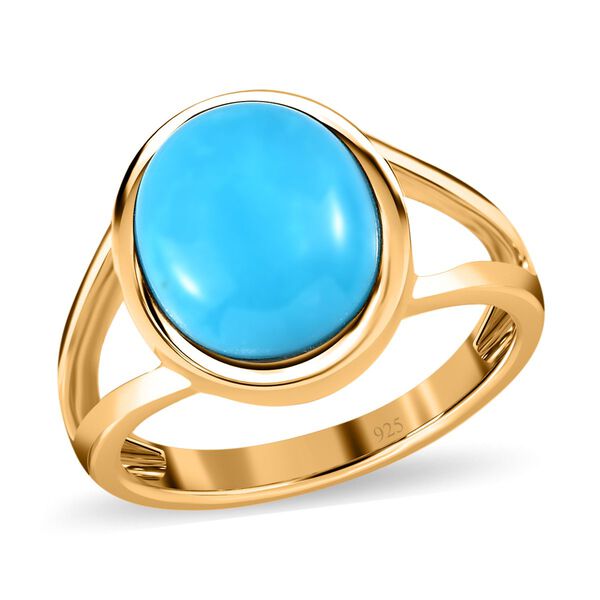 Amerikanischer, natürlicher Sleeping Beauty Türkis Ring, 925 Silber Gelbgold Vermeil, (Größe 20.00) ca. 4.28 ct image number 4