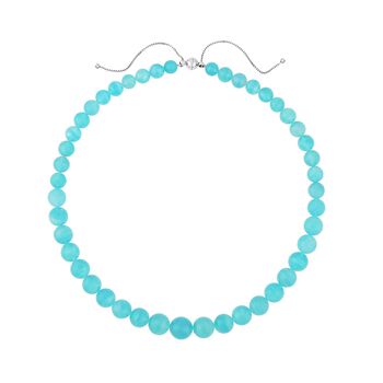 Amazonit Halskette ca. 50 cm, 925 Silber rhodiniert ca. 425.00 ct