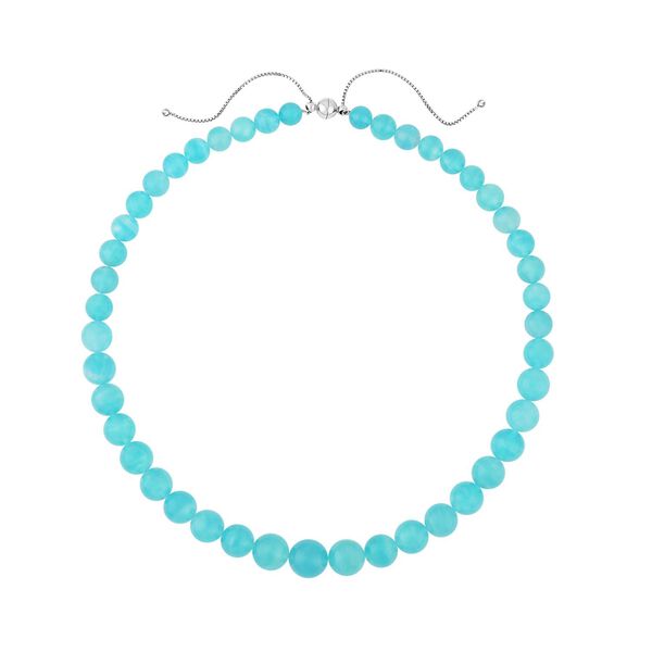 Amazonit Halskette ca. 50 cm, 925 Silber rhodiniert ca. 425.00 ct