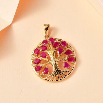 Montepuez-Rubin Anh&auml;nger 925 Silber 750 Gelbgold Vermeil ca. 2,90 ct.