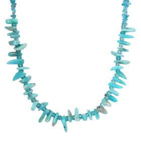 Amazonit, Apatit Halskette ca. 50 cm Messing platiniert ca. 178.15 ct