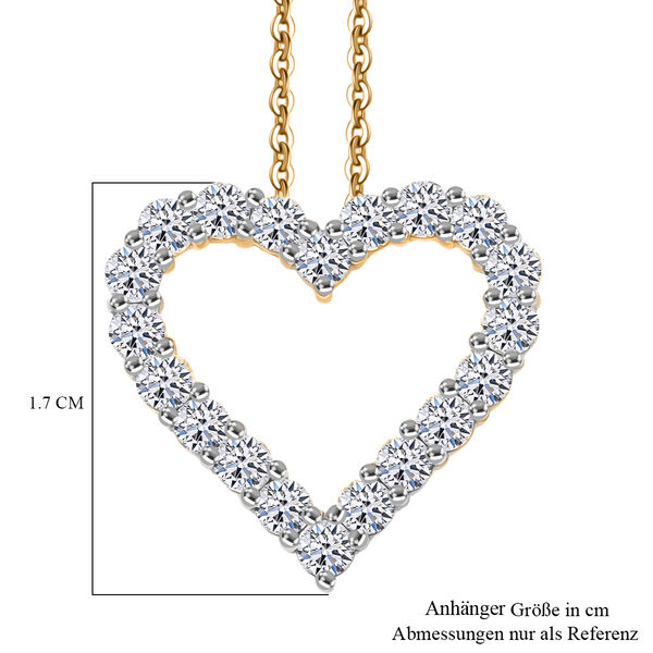 LUXURIANT SGL zertifizierter SI-GH Labor Diamant Anh&auml;nger mit 45cm Kette, 925 Silber 750 Gelbgold Vermeil - 1 ct. image number 6