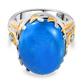 AA Opalina, Schweizer Blautopas Ring, 925 Silber, zweifarbig, (Größe 20.00) ca. 13.75 ct