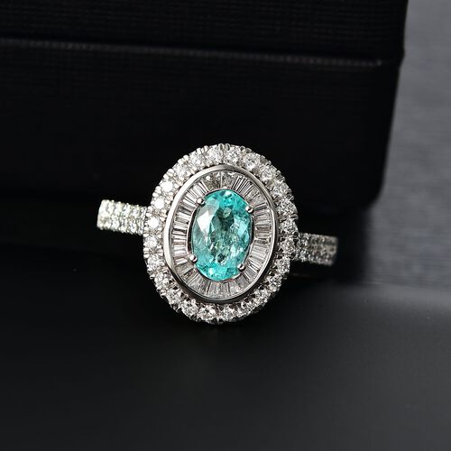 RHAPSODY zertifiziert und geprüft AAAA Paraiba Turmalin und VS-EF Diamant Ring in 950 Platin - 2,08 ct. image number 1