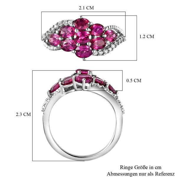 Rhodolith Granat und Zirkon-Ring, 925 Silber platiniert, 2,21 ct. image number 7