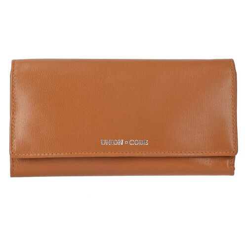 CLOSE OUT - UNION CODE: Echtleder Brieftasche mit Schlangen-Prägung und RFID schutz, Cognac image number 0