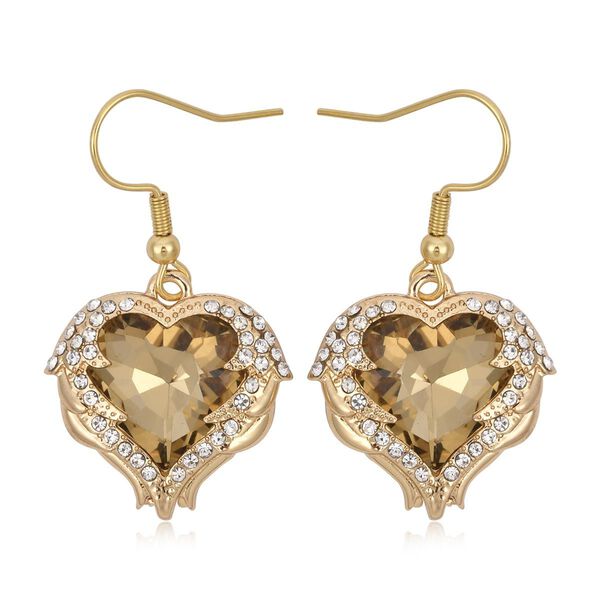 2er Set - Glas, Kristall Anhänger mit Kette und Ohrringe, Champagner image number 5