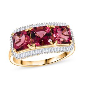 AAA Rubellit und Diamant Ring in 375 Gold - 3,86 ct.