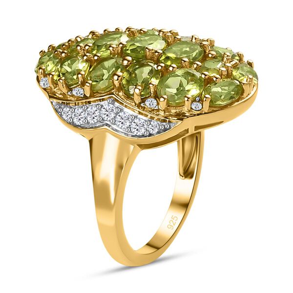 Nat&uuml;rlicher Peridot und Zirkon-Cluster-Ring - 7,04 ct. image number 5