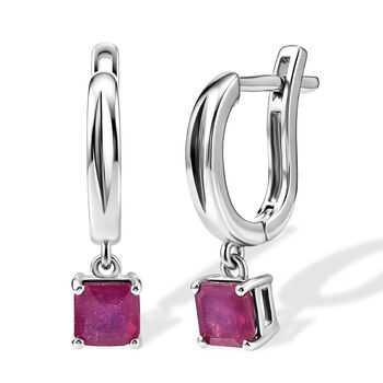 D'Joy AA Afrikanischer Rubin (Fissure gef&uuml;llt) Ohrringe 925 Silber Rhodiniert ca. 1,85 ct.