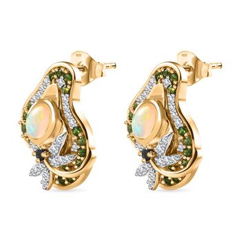 GP Italian Garden Kollektion - AA &auml;thiopische Welo Opal, Kanchanaburi blaue Saphir, Zirkon und Chromdiopsid-Ohrringe - 2,20 ct.