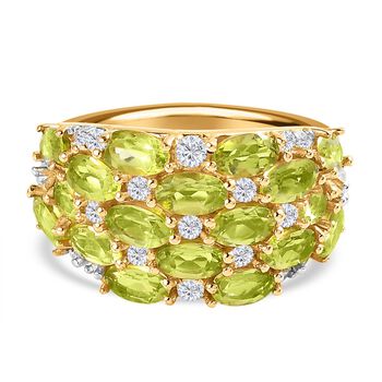 Nat&uuml;rlicher Peridot Ring, 925 Silber vergoldet (Gr&ouml;&szlig;e 16.00) ca. 5.15 ct