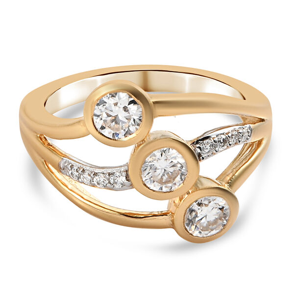 Moissanit-Ring, 925 Silber Gelbgold Vermeil  ca. 0,79 ct