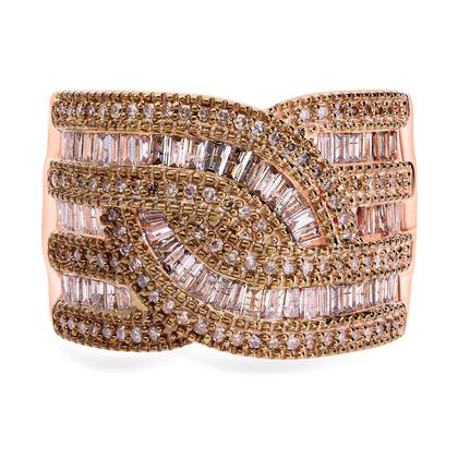 Nat&uuml;rlicher Champagner Diamant Ring 925 Silber Ros&eacute;gold Vermeil (Gr&ouml;&szlig;e 17.00) ca. 1.50 ct