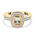 AAA Turkizit (Diaspore) und weißer Zirkon-Ring, 925 Silber Gelbgold Vermeil (Größe 19.00) ca. 1.54 ct