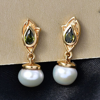 EverTrue S&uuml;&szlig;wasser Perle und Peridot Zirkonia Ohrringe