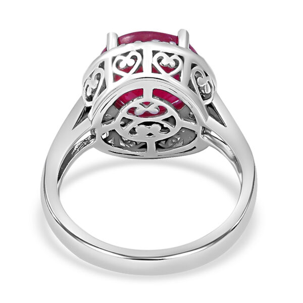 Niassa Rubin und Zirkon Halo Ring 925 Silber Platin Überzug image number 3