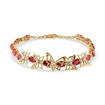 GP Lab Created Padparadscha-Saphir Armband ca. 19 cm 925 Silber 750 Gelbgold Vermeil ca. 13.27 ct