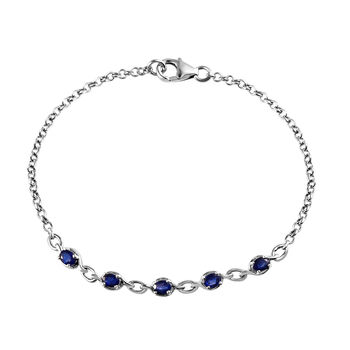 Masoala Saphir (Fissure gef&uuml;llt) Armband, ca. 19 cm, 925 Silber platiniert ca. 1.33 ct