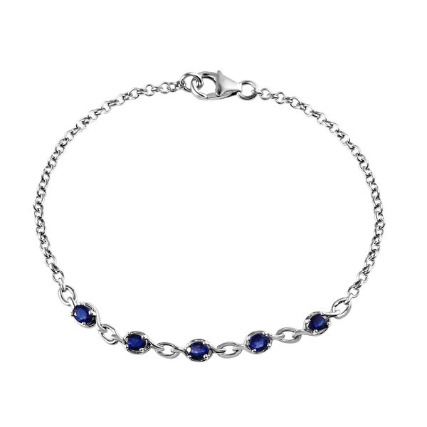 Masoala Saphir (Fissure gef&uuml;llt) Armband, ca. 19 cm, 925 Silber platiniert ca. 1.33 ct