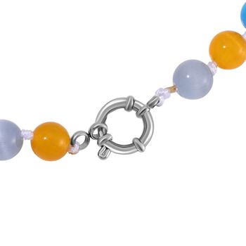 Mehrfarbige Katzenaugen Halskette mit Chatoyance-Effekt, 50 cm