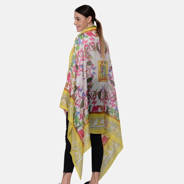 LA MAREY: Bedruckter Schal aus 100% Maulbeerseide, in Geschenkbox, Gelb und mehrfarbig image number 2