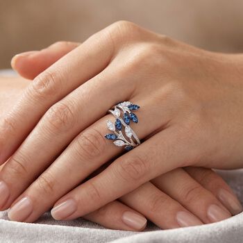 LUXURIANT DIAMOND - Lab Grown Blauer Diamant SI, Lab Grown Diamant Ring 925 Silber Rhodiniert (Gr&ouml;&szlig;e 17.00) ca. 1,29 ct