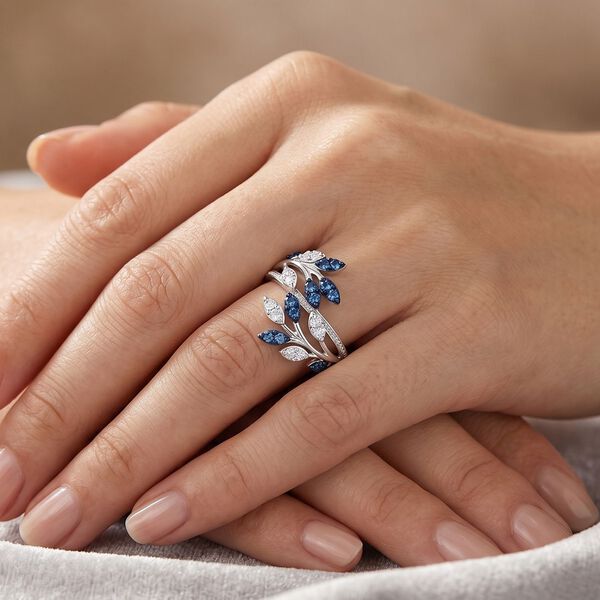 LUXURIANT DIAMOND - Lab Grown Blauer Diamant SI, Lab Grown Diamant Ring 925 Silber Rhodiniert (Gr&ouml;&szlig;e 17.00) ca. 1,29 ct image number 2
