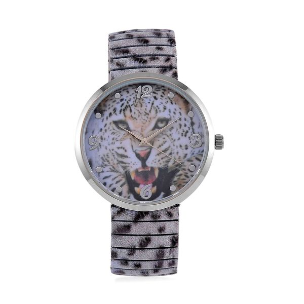 STRADA - Japanisches Uhrwerk, Flexible Uhr, Schneeleopard