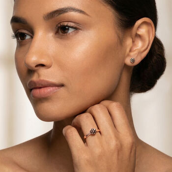 D'Joy Nat&uuml;rlicher Champagner Diamant Ring und Ohrringe