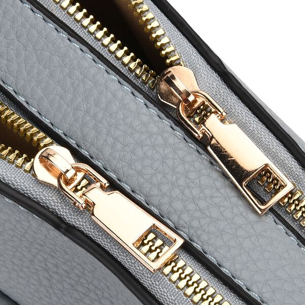 Crossbody-Tasche mit mehreren Reißverschlussfächern und abnehmbarem Gurt, 25x9x18cm, Hellblau image number 6