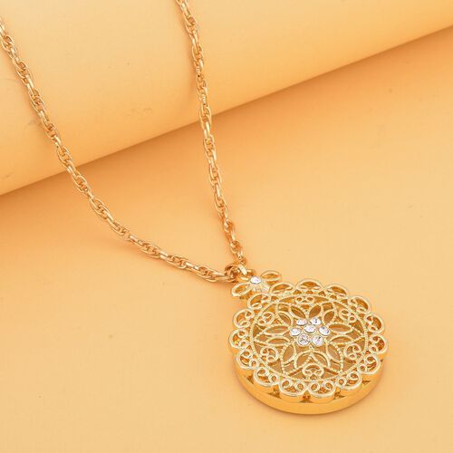 Rosa Kristall-Mandala-Anhänger und 60+5cm Kette image number 1