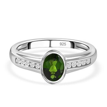 Nat&uuml;rlicher Chromdiopsid, 925 Silber platiniert, ca. 1,00 ct