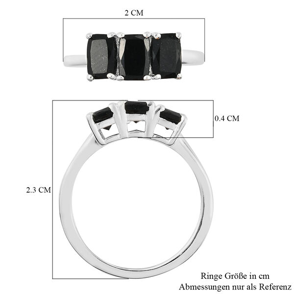 Schwarzer Turmalin 3 Stein Ring 925 Silber  ca. 1,61 ct image number 7