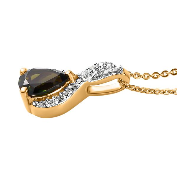 Natürlicher Chrom Turmalin und weißer Zirkon-Anhänger mit Kette - 1,18 ct. image number 4