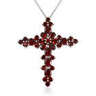 Roter Granat Kreuz-Anhänger mit Kette, ca. 6,16 ct