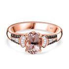 AAA Maroppino Morganit, Weißer Diamant Ring, 925 Silber 750 Roségold Vermeil (Größe 20.00) ca. 1.31 ct