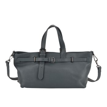 Echtleder-Crossbody-Bag im Trapez-Design, 32x12x19 cm, Petrolblau