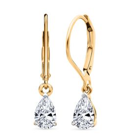 LUXURIANT SGL zertifizierte VS-GH Labor Tropfen-Diamant Ohrringe, 925 Silber rhodiniert - 1 ct.