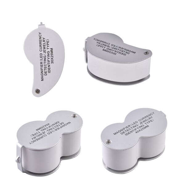 2er-Set Schmucklupen mit LED- und UV Licht,  6,2x3,3x2,2cm 40x Linse und  6,5x3,3x2,7 cm 30x Linse, Wei&szlig; image number 5