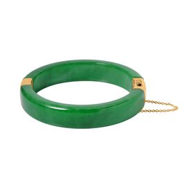 Grüne Jade Armreif, ca. 19 cm, 925 Silber Gelbgold Vermeil, ca. 241.00 ct