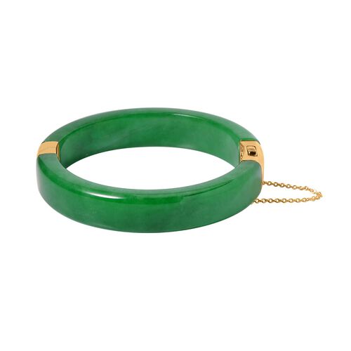 Grüne Jade Armreif, ca. 19 cm, 925 Silber Gelbgold Vermeil, ca. 241.00 ct image number 0