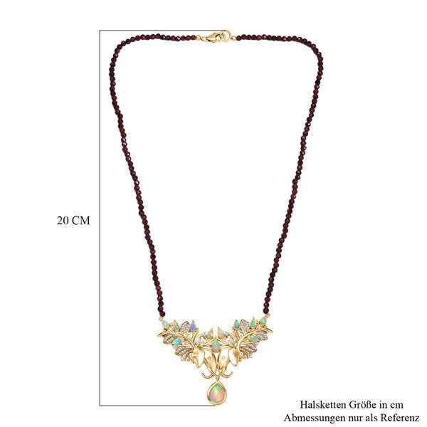 AA äthiopische Welo Opal, AA Rhodolith Granat und Zirkon Halskette, 45 cm - 38,9 ct. image number 6