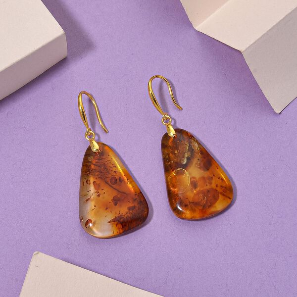 D'Joy Nat&uuml;rlicher Baltischer Bernstein Ohrringe 925 Silber vergoldet image number 1