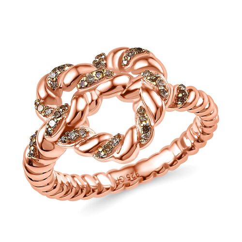 Giuseppe Perez Kanchanaburi Blauer Saphir, Natürlicher Champagner Diamant Ring 925 Silber 750 Roségold Vermeil (Größe 17.00) ca. 0,19 ct image number 0