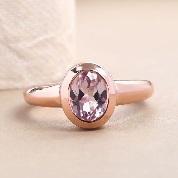 AA Martha Rocha Kunzit-Ring, 925 Silber Ros&eacute;gold Vermeil  ca. 1,69 ct image number 2