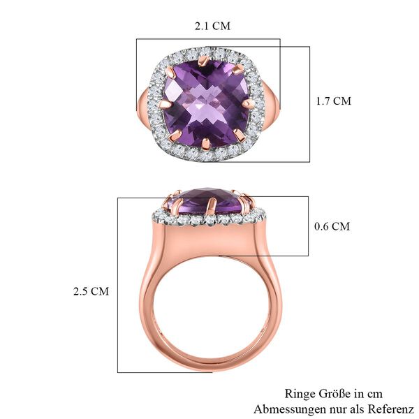 AAA Rose De France Amethyst und Zirkon Ring - 7,12 ct. image number 7